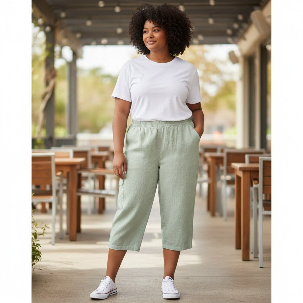 Casual Women's Capris - Light Sage Green